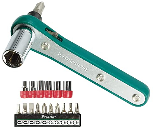 Pro'skit 16 in 1 1PK-202A Offset Ratsche Steckschlüssel Set Metall Driver Sechskantmutter Schlüssel Hülse Schraubendreher Haushaltswerkzeuge