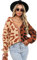 HEYPORK Damen Herbst Winter Warm Bequem Jacke Casual Mode übergangsjacke Mantel Frauen Pullover Leopardenmuster Patchwork Strickjacke Knopfleiste Strickpullover(Braun, L)