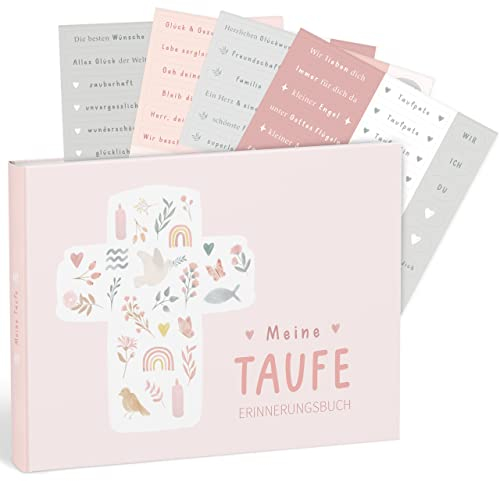 mintkind® Taufbuch Meine Taufe I Taufgeschenke Jungen & für Mädchen | Patenkind Geschenk zur Taufe, Taufbuch I Erinnerungsbuch | Patentante Geschenk Junge & Mädchen I Blumen Design mit Sticker
