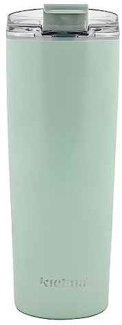 Kichna Brewer Travel Coffee Tumbler with Flip Lid Lock | Double Walled Stainless Steel Vacuum Travel Mug | BPA Free Lid Leak & Spill Proof | Keep Cold for 14Hrs or Hot for 3Hrs 550ml - Pistachio Green
