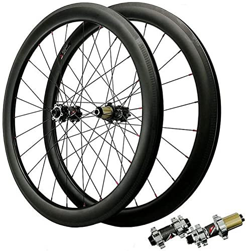Samnuerly Laufradsatz Fahrradräder 700c, Steckachse Carbonfaser-Rennrad-Laufradsatz Kreishöhe 50 mm Scheibenbremse 7-12 Geschwindigkeit (Vakuumversion) Straßenrad