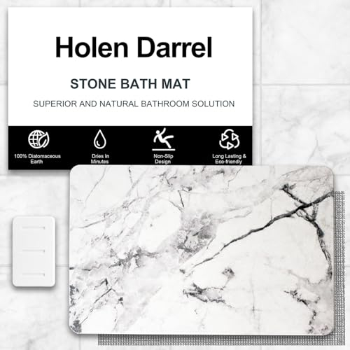Generisch Badematte Stein, Diatomite Stone Bath Mat Quick Drying 60 x 40 cm, rutschfeste Stein Badematte, umweltfreundlich Stilvolle Elegante Wohnkultur (Marmorstil)