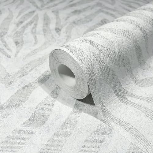 marburg Tapete Weiß Grau Streifen Modern GZSZ für Wohnzimmer oder Schlafzimmer Made in Germany 10,05 x 0,53m