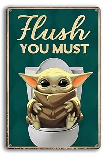 Metal Sign Bathroom Tin Sign Flush You Must Metallschilder Vintage Metallschild Office Personalisiertes Schild Hauswand Raumdekoration （12 x 8 Inch）