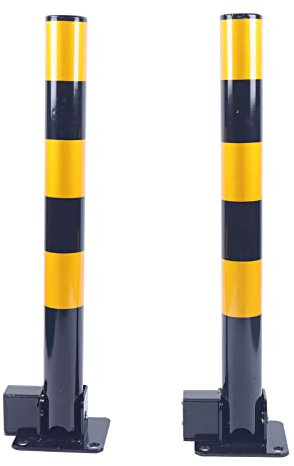 Lot de 2 poteaux de parking pliables avec 3 clés - 60 cm - Barrière de parking pliable