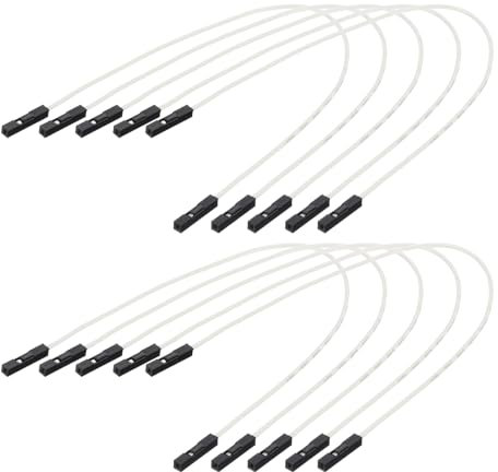 sourcing map Female to Female 1Pin Breadboard Jumper Wire Ribbon Cable 20cm Long Electronics Breadboard Ribbon Cables for Breadboard Electronic Projects Pack of 10,White