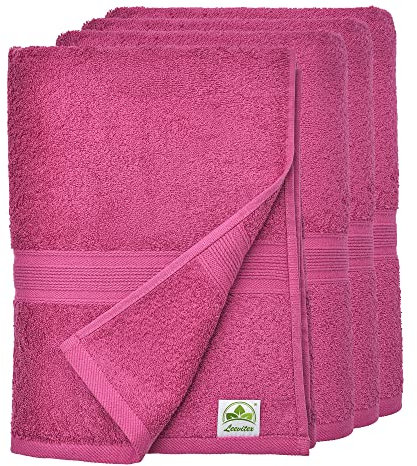 leevitex® Handtuch 4er Set aus 100% Baumwolle, weich und saugstark | 500 g/m² | 50 x 100 cm | Pink
