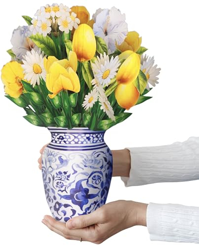 Central 23 Biglietto Pop Up Fiori Di Carta - Bouquet Di Fiori Gialli - Biglietto Auguri 3D Con Busta - Regali Floreali Per Compleanno Anniversario Festa Della Mamma Congratulazioni - 35,6x22,9 cm