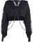 XKBHYD Frauen Gothic Reflektierende Druck Hoodies Crop Top Pullover Sweatshirt Jumper mit Abnehmbare O-Ring Kette