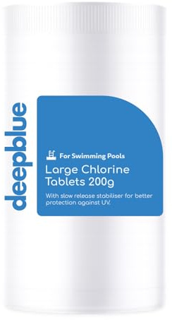 Deep Blue - 200 g de pastilles de Chlore stabilisées à libération Lente 2 kg | Fabriqué au Royaume-Uni | Entretien de l'eau de Piscine et Spa pour l'entretien régulier de la Piscine et Soutien de la
