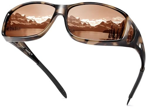 URUMQI Fit Over Glasses Sunglasses Womens Men with UV400 Protection, Anti Glare Sunglasses Over Glasses, Polarised Wrap Around Sun Glasses Suitable for Daily Wear & Outdoor