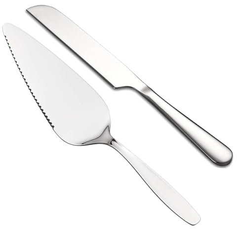 Huamirra Paletta per torta, in argento, con paletta per torte, paletta per torte, per il matrimonio, include tagliaporta e paletta per torte (argento), maneggevole