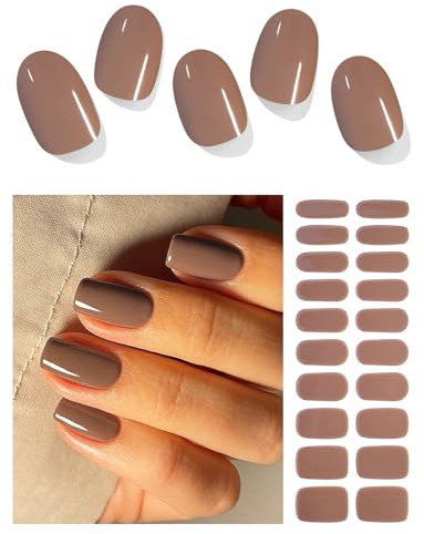 Wahrshei Unghie Gel Adesive UV | Gelatina Marrone Smalto Adesivo Gel UV | 20 PCS Pellicola per Unghie Autoadesiva | Adesivi per unghie in gel, Impacchi di Smalto Gel per Unghie