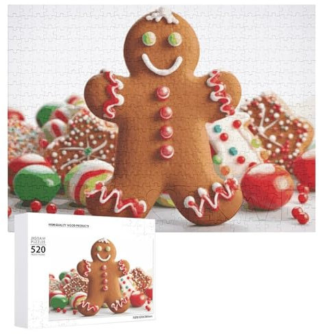 Jigsaw Puzzles for Adults Jigsaw Puzzle Gingerbread Man Candy Challenging Game Puzzle with Letters on Back Personalized Puzzle Perfect for Game Nights Home Decor Gift