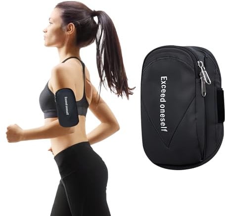 Brazalete Deportivo para Correr [Hasta 6,5 ​​Pulgadas] Porta Movil Running Ajustable Impermeable Universal Portamoviles para iPhone 15/14/Samsung/Huawei/Xiaomi Teléfono inteligente, Negro
