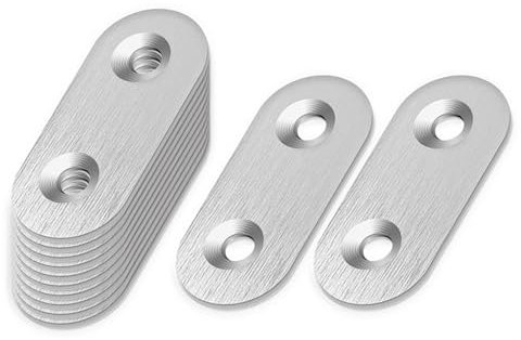 HXJDAM 20 placas perforadas, conector plano de acero inoxidable, conector de madera de metal (37 x 16 x 2 mm), chapa de conexión, chapa perforada, placa perforada, conector, placas perforadas para