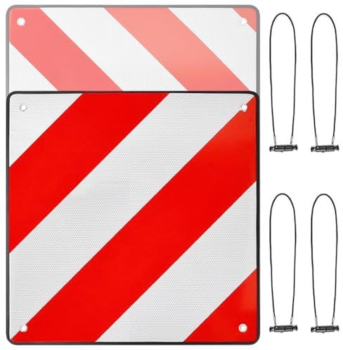 NONGYU High Visibility Reflective Warning Sign 50x50cm Aluminum Board with Secure Straps Warning Board for Bike Carriers