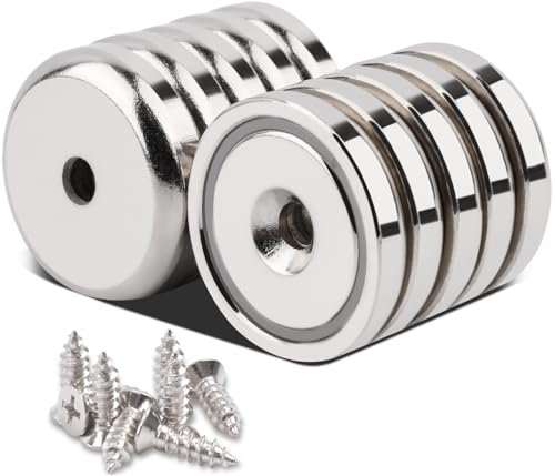 Aenienoe 10Stück Neodym Magnete 32mm Magnete Extra Stark mit Loch 42KG Kraft Topfmagnet Rund Magnet zum Anschrauben Schrauben