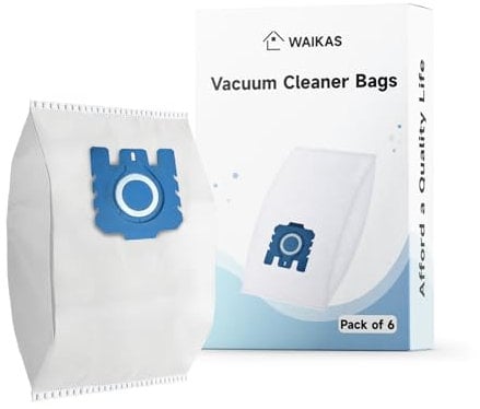 WAIKAS Bolsas de Aspiradora 3D Eficiencia, Pack de 6, Bolsas de Polvo Compatible con Aspiradoras Miele FJM/GN, Classic C1, Complete C1/C2/C3, Azul