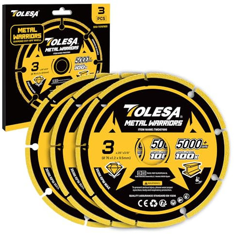 TOLESA Diamant-Trennscheibe 76 mm für Metall, 3er-Pack