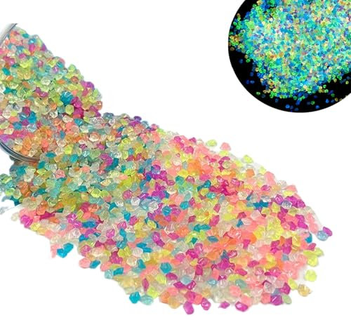 Piedras Luminosas,Piedras Decorativas Jardin,Fluorescente Piedras,Piedras Acuarios Piedra Jardineria,para Casa,Jardín,Acuario y Pecera,Decoración de Pasarelas,Macetas de Plantas,4000 Pcs,Coloreado