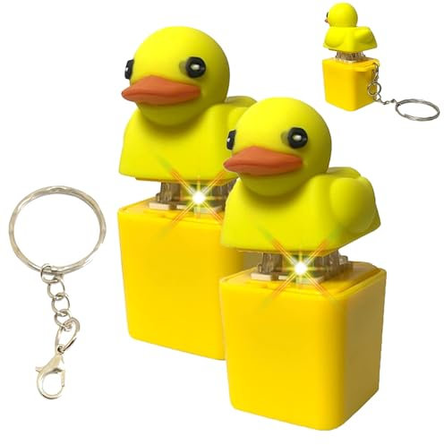 2PCS Duckys Quacking Fidget Toy,Quacking Duck Fidget Toy Keychain Stress,Novelty Duck Keyboard Button,Keychain for Women Men (2pc)