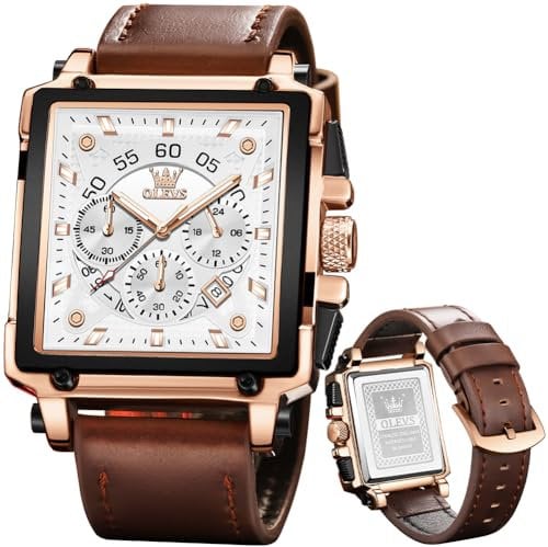 OLEVS Herrenuhren Lederarmband Chronograph Japanische Quarz Herren Uhr mit Datum Wasserdicht Klassische Elegantes Armbanduhr Herren Geschenk