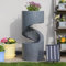 Festive Lights - 61.5cm Slate Grey LED Lit Hybrid Stone Effect Water Feature with Planter - Solar, USB & Mains Powered, Indoor Outdoor Fountain, Timer Function, Polyresin, External Panel, IP44 Rated