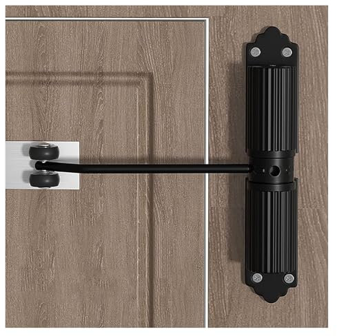 Ferme-porte automatique robuste – Ferme-portail à ressort résistant au feu pour une utilisation intérieure et extérieure – Finition noire pour une sécurité et une sécurité accrues