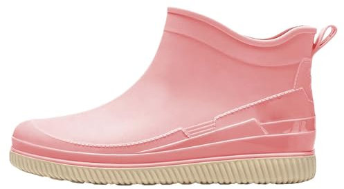 Stivali di gomma da donna, a mezza altezza, impermeabili, da pioggia, alla caviglia, in gomma, da lavoro, da lavoro, da giardino, Colore: rosa., 36