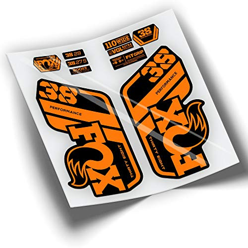 Ref:VP439 Aufkleber kompatibel mit Gabel FOX 38 PERFORMANCE 2021-2025 MTB Aufkleber, Aufkleber für Mountainbike. (Orange)