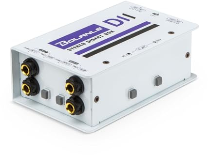 Bolanle D2 Passive Stereo DI Box, 2 Channel Direct Box with Ground Lift, 15dB Pad and Polarity Switch, Balanced XLR Output for Guitar, Bass, Keyboard, Stage, Studio and Church PA Systems