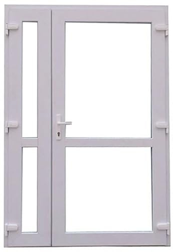 Doppelflügeltür 140x210 cm DIN Rechts | Eingangstür aus Kunststoff mit Isolierverglasung | Außentür für vielseitige Nutzung | Mehrzwecktür mit 4-Punkt-Verriegelung und Griffgarnitur | Weiß