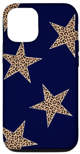 Leopard Star Navy Blue Cheetah Girl Y2K Dark Star Simple Case for iPhone 12/12 Pro