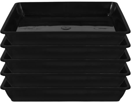 HOUDERCO 5 Stück Quadratische Pflanzentopf Untersetzer aus Strapazierfähigem PP Blumentopf Auffangschale 18X18cm Wiederverwendbar für Garten und Balkon