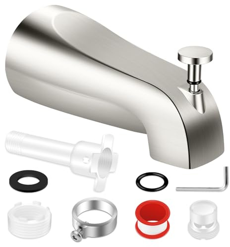 Coolfell 5-1/4 Universal Bathtub Tub Spout with Diverter, Brushed Nickel