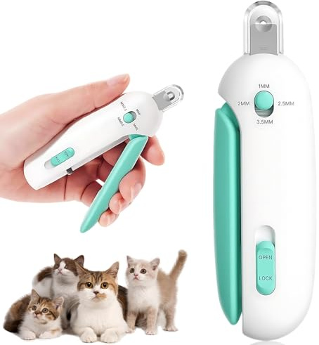 Cat Nail Clipper with Adjustable 1–3.3mm Trimming Hole, with Safety Guard | Cat Nail Trimmer, Hidden Nail File & Anti-Splash Guard, Safe Cat Claw Clippers with Lock for Kittens & Indoor Cats – Blue