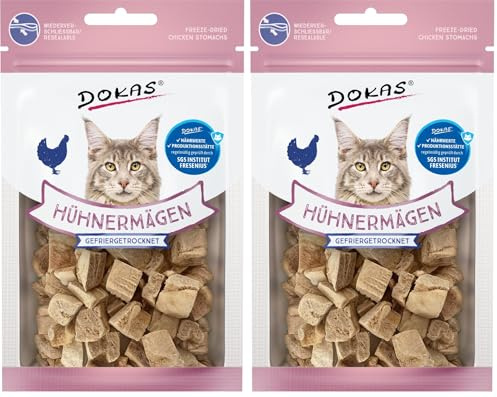 DOKAS Gefriergetrocknete Innereien - Getreidefreies Premium Leckerli für Katzen – Ideal als Belohnung - (6x12g) (Packung mit 2)