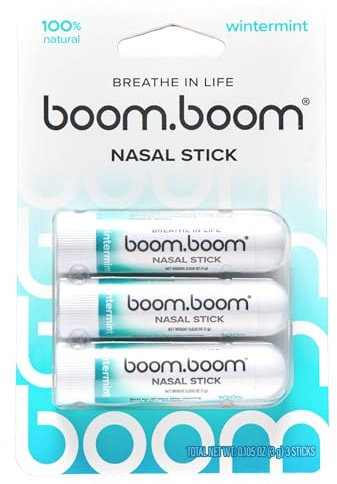 BoomBoom Nasal Stick | Vapor Flow Technology | Cool Refreshing Sensation | Natural Mood Boost | Simple Ingredients | Essential Oils + Menthol Inhaler (Wintermint)