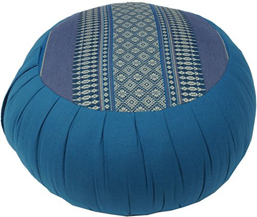 GURU SHOP Rundes Meditationskissen, Yoga Kissen, Yogakissen, Sitzkissen, Bodenkissen, Dekokissen - Türkis, 20x35x35 cm