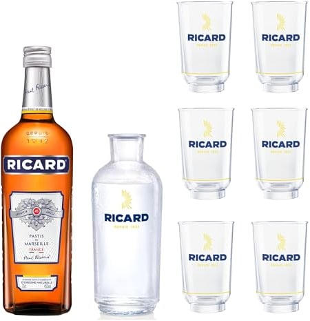 Pack RICARD Pastis de Marseille + 6 verres + Carafe Apéritif anisé - 45%, 70cl