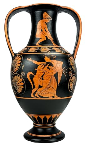 Maenad & Satyr Attik-Figur Amphoren, antike, griechische Vase, Louvre Nachbildung