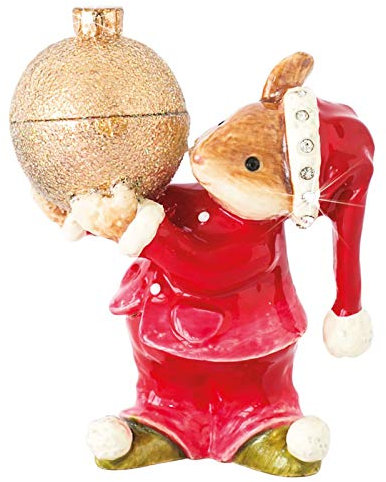 Arora Craycombe 6056 Schmuckkästchen Maus mit Weihnachtskugel, mehrfarbig, Einheitsgröße