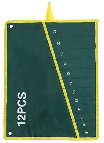 Tool Roll Pouches Wrench Tool Roll with 8 Pockets for Wrenches Screwdrivers Pliers Chisels Handmade Storage Case (12PCS)