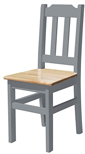 k koma Grau Holzstuhl MASSIV Kiefer Holz -NEU restaurantstuhl hotelstuhl Landhausstil (Kiefer Lackiert)
