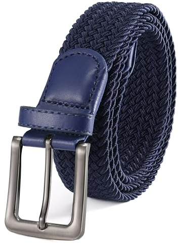 BOZEVON Cintura in Tessuto Elastica - Cintura in Intrecciata Elastico Tessuti per Uomo Donna Blu