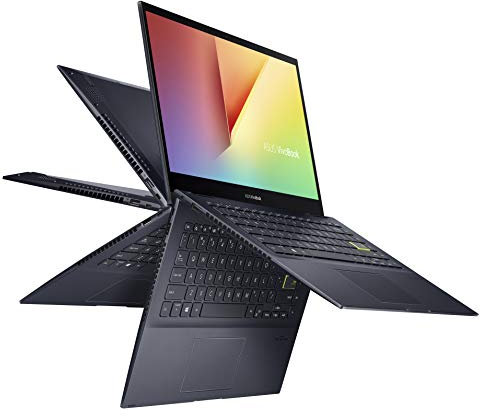 ASUS VivoBook Flip 14 Thin and Light 2-in-1 Laptop, 14” FHD Touch Display, AMD Ryzen 7 4700U, 8GB DDR4 RAM, 512GB SSD, Glossy, Stylus, Windows 10 Home, Fingerprint Reader, Bespoke Black, TM420IA-DB71T