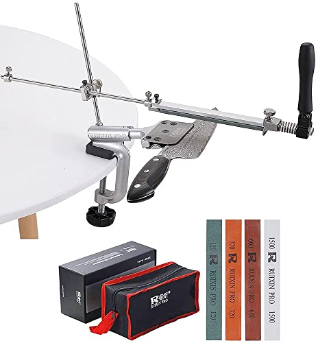 Ruixin pro Aluminium Alloy Knife Sharpener System 360 Degree flip Constant Angle Grinding Tools Grinder machinewith 4pcs Stones