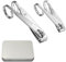Unisex Nagelknipser Set, Kohlenstoffstahl Finger- und Zehennagelknipser für Senioren Langer Griff mit Metallkoffer für Damen und Herren - Eisen Box 2er Set (Klein und Groß)