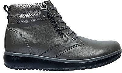 JOYA Wilma II Dark Grey - Damen Schnürstiefel aus Glattleder - 37